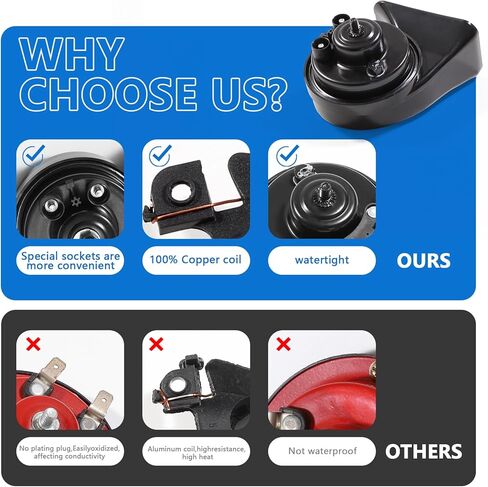 Car Horn 12V Universal Super Loud Electric Waterproof Horn Low High Two Tone Fit for Any 12 Volt Car Motorcycle Truck Boat Replacement Kit in Kuwait