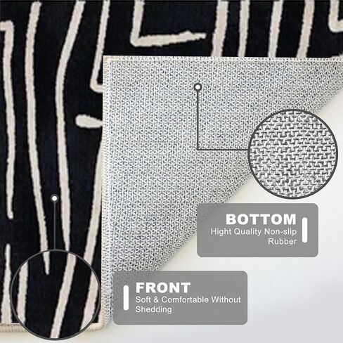 Bohemian Striped Rug, 2x7ft, Indoor Runner Rugs, Hallway Washable Rug,Non-Slip Mat Carpet in Hallways and Entrances, Black and White Abstract Striped Foldabe Runner Carpet。 in Saudi Arabia