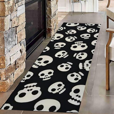 Bohemian Striped Rug, 2x7ft, Indoor Runner Rugs, Hallway Washable Rug,Non-Slip Mat Carpet in Hallways and Entrances, Black and White Abstract Striped Foldabe Runner Carpet。 in Saudi Arabia