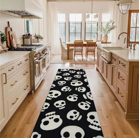 Bohemian Striped Rug, 2x7ft, Indoor Runner Rugs, Hallway Washable Rug,Non-Slip Mat Carpet in Hallways and Entrances, Black and White Abstract Striped Foldabe Runner Carpet。 in Saudi Arabia