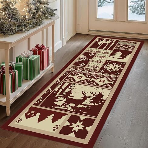 Bohemian Striped Rug, 2x7ft, Indoor Runner Rugs, Hallway Washable Rug,Non-Slip Mat Carpet in Hallways and Entrances, Black and White Abstract Striped Foldabe Runner Carpet。 in Saudi Arabia