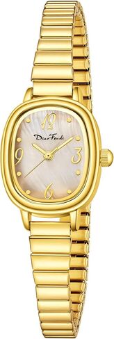 Dioofendi Petite Women's Women Easy Reader Watch ، ساعة مستطيلة ، نطاق تمدد الفولاذ المقاوم للصدأ ، مقاوم للماء in Kuwait