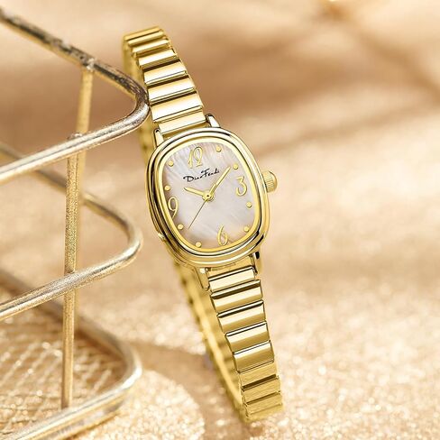 Dioofendi Petite Women's Women Easy Reader Watch ، ساعة مستطيلة ، نطاق تمدد الفولاذ المقاوم للصدأ ، مقاوم للماء in Kuwait