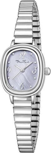 Dioofendi Petite Women's Women Easy Reader Watch ، ساعة مستطيلة ، نطاق تمدد الفولاذ المقاوم للصدأ ، مقاوم للماء in Kuwait