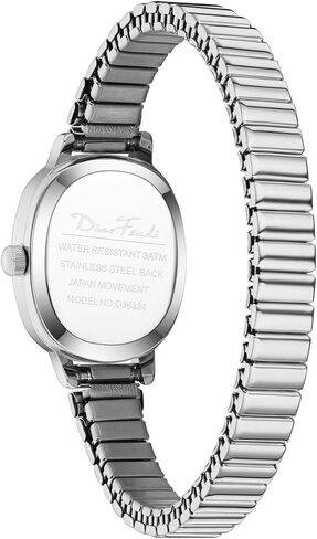 Dioofendi Petite Women's Women Easy Reader Watch ، ساعة مستطيلة ، نطاق تمدد الفولاذ المقاوم للصدأ ، مقاوم للماء in Kuwait