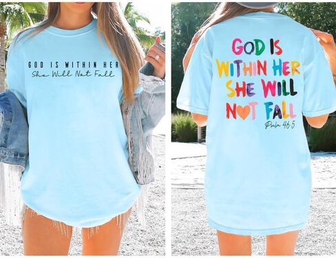 Jinluth Oversized Christian Shirts for Women Jesus Faith Shirt Bible Verse T Shirt God is Within Her Tees Inspirational Tops in Saudi Arabia