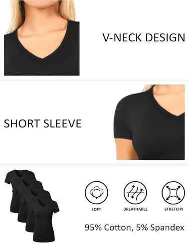 القطن الخامس القمصان t للنساء الأكمام قصيرة tshirt tees basic vneck tshirts tops tops undershirt multers in Kuwait