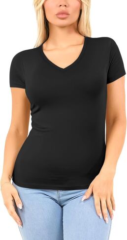 القطن الخامس القمصان t للنساء الأكمام قصيرة tshirt tees basic vneck tshirts tops tops undershirt multers in Kuwait