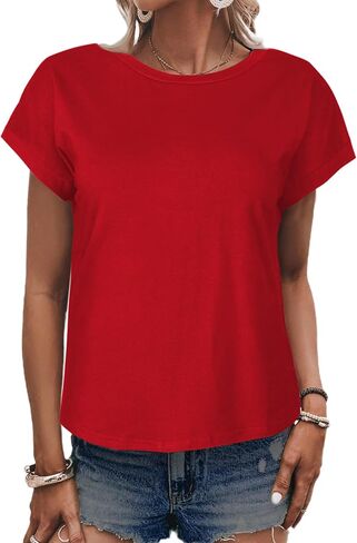 LilyCoco Women's Tie Dye Short Sleeve Shirt Criss Cross Back Tops Casual Loose Tee in Saudi Arabia
