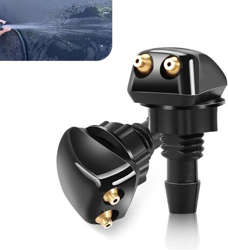 2 PCS Car 0.71 "× 1.14" فوهة غسالة الزجاج الأمامي ، فتحة ثقب مزدوج فوهة قوية موحدة قابلة للتعديل ، بخاخ مع ملحقات تنظيف سيارة الجوز البلاستيكية (أسود) in Kuwait
