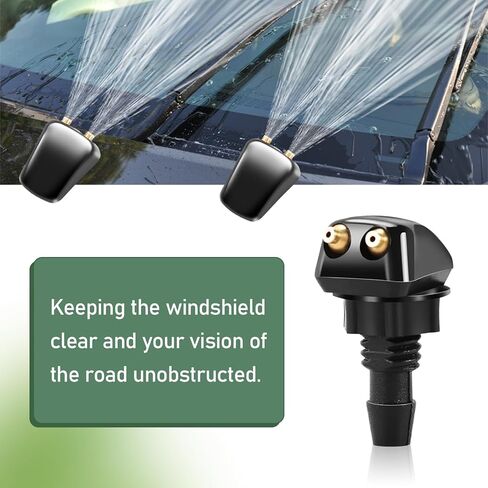 2 PCS Car 0.71 "× 1.14" فوهة غسالة الزجاج الأمامي ، فتحة ثقب مزدوج فوهة قوية موحدة قابلة للتعديل ، بخاخ مع ملحقات تنظيف سيارة الجوز البلاستيكية (أسود) in Kuwait