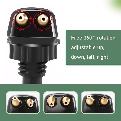 2 PCS Car 0.71 "× 1.14" فوهة غسالة الزجاج الأمامي ، فتحة ثقب مزدوج فوهة قوية موحدة قابلة للتعديل ، بخاخ مع ملحقات تنظيف سيارة الجوز البلاستيكية (أسود) in Kuwait