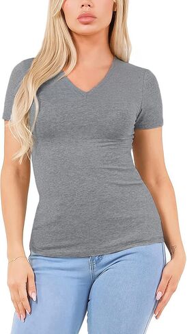 القطن الخامس القمصان t للنساء الأكمام قصيرة tshirt tees basic vneck tshirts tops tops undershirt multers in Kuwait