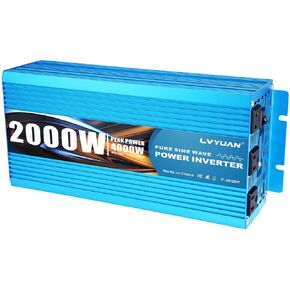 LVYUAN 1500 واط العاكس موجة جيبية نقية 12 فولت إلى 110 فولت تيار مستمر إلى تيار متردد مع شاشة LCD، 3 منافذ الولايات المتحدة، منافذ شاحن USB، عاكس طاقة السيارة للمركبات، RV، في الهواء الطلق، المنزل in Kuwait