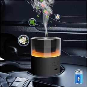 HODEMI Car Diffuser with Auto Start-Stop,Portable Humidifier with Memory Function,Battery-Powered Essential Oil Diffuser with 8-Color Ambient Ligh for Car,Home,Office,and Travel (Black)