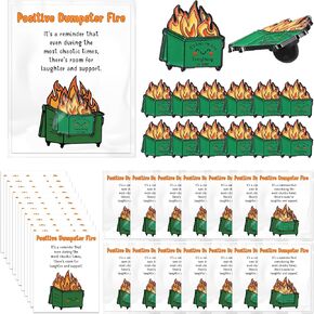 Hoteam Funny Dumpster Fire Lapel Pins Gifts CNA Nurse Emotional Support Pins with Positive Cards for Coworker Employee Team