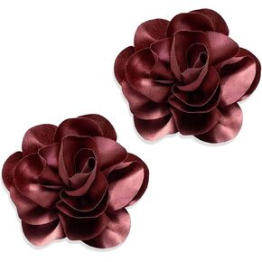 2Pack 6inch Extra Large Satin Brooches Lapel Pins Dainty Elegant Fabric Camellia Rose Flower Brooch Pin for Women Wedding Part Dance Clothes Accessories Jewelry