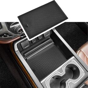 TACOBRO Center Console Organizer Compartment Cover Compatible with 2014-2018 Sierra/Silverado 1500 Accessories 2015-2019 Silverado/Sierra 2500 3500HD Insert Secret Pocket Lid Hidden Tray, Black