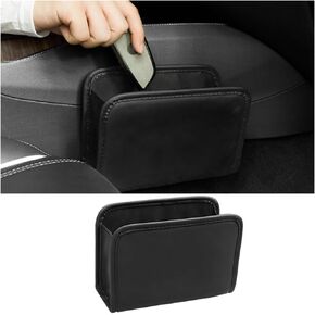 Car Trash Can, Leather Foldable Vehicle Garbage Organizer Holder, Multi-Function Automotive Interior Dustbin Storage Hanging Container Accessories, Universal for SUV, Sedan, Truck (Beige)