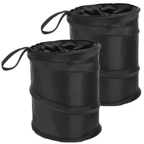 2 Pcs Collapsible Car Trash Can Open-Top Hanging Car Trash Bag with Magic Sticker and Metal Frame Portable Washable Bags for Cars Camping Truck Minivan Home Office Travel Black 7.8 × 6.2 Inches