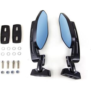 Pair Black Racing Rear view Mirror Double Adjustment Sport Bike Side Mirror for Kawasaki for Suzuki for Honda CBR 250 600 929 954 1000 GSXR 600 750 1000 SV 650S 1000S ZX6R ZX9R