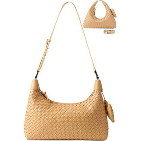 Shoulder Handbags for Women Woven Leather Crossbody Bags for Women Cute Clutch Hobo Handbag Trendy Crescent Bag