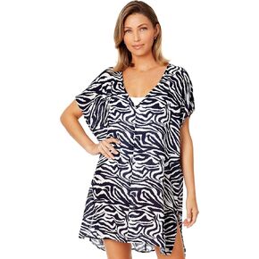 Women's Zebra Shadow Easy Tunic Swimsuit Cover Up