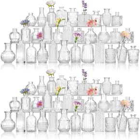 CEWOR Glass Bud Vases in Bulk, Set of 64 Small Vases for Centerpieces, Flower Vases for Flowers in Bulk for Rustic Wedding Home Table Decorations