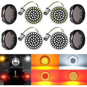 Benlari 2inch Turn Signals, 48LEDs Front Rear 1157 Turn Signals with 4 Smoked Lens Cover Fit for Harley Touring Street Glide Road Glide Road King Sportster Iron 883 Dyna Softail 1986-2024