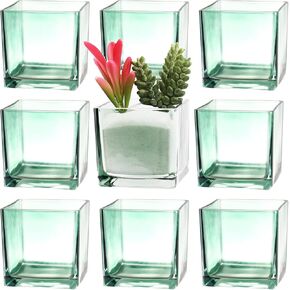 مجموعة مزهريات زجاجية مربعة من 6 ، 5 "× 5" × 5 "مزهريات الزهور للقطاعات المركزية ، إناء مربع للقطاعات المركزية ، إناء صغير لحفل الزفاف ، الحفلات ، ديكور المكتب المنزلي