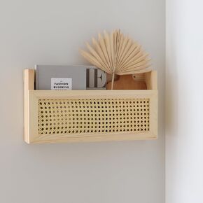 Wall-Mounted Wood Magazine Rack, File Holder for Entryway, Living Room, Office, Home Decor (Burlywood)
