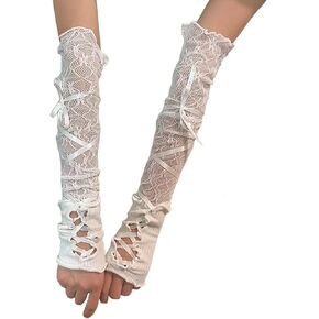 Mrotrida Women's JK Lace Lace Hloves Black Gothic DIY DIY Sungreen Suneve Mesh Gloves Punk