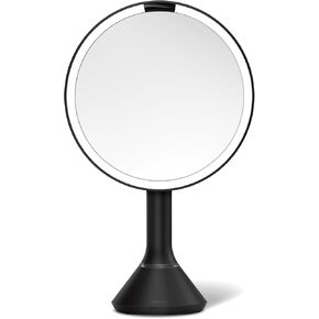 simplehuman Sensor Mirror, Lighted Makeup Mirror with Magnification (5X), 8" Round Magnifying Vanity Mirror with Lights, Cordless, Rose Gold Stainless Steel