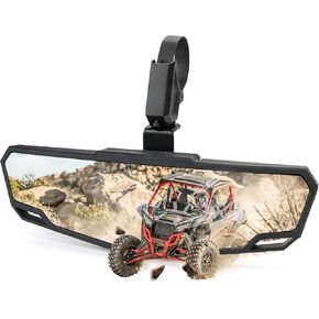 UTV Center Rear View Mirror, SXS Rearview Mirror with 1.5"-2" Roll Cage 360° Adjustable Viewing Angle Compatible with Polaris RZR, Honda Pioneer Talon, Kawasaki Mule, Teryx, Can Am X3, CFMOTO