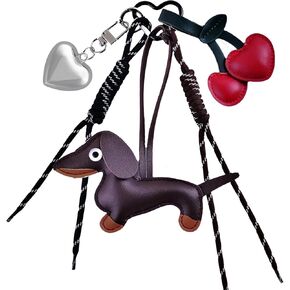 Bag Charms Purse Charms kit Keychains for Women,Cute Leather Dog Heart Cherry Keychain Bag Charm for Handbag Accessories Tready Charms for Purses and Bags Cars Hanging Ornament Christmas Gifts
