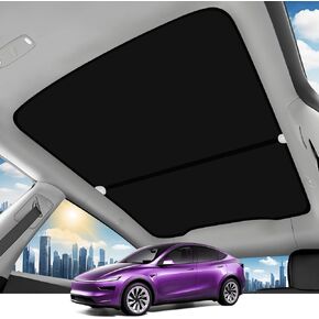 2025 Upgrade Sunshade Roof for Tesla Model Y Juniper [No-Gap/Sag-Free] Middle Magnetic Component Glass Roof Sunshade Heat Insulation for Tesla Model Y Juniper Accessories Gray