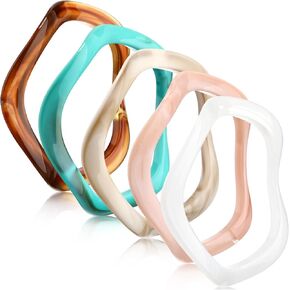 5 Pack Acrylic Chunky Bangle Bracelets Irregular Punk Acrylic Resin Bangle Minimalist Cuff Colorful Geometric Cuff Wide Wristband Bracelets natural Thick Acetate for Women bangle Jewelry Set