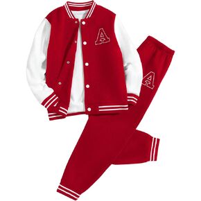 SweatyRocks Boy's 2 Piece Clothing Set Striped Button Up Jackets and Sweatpants Set