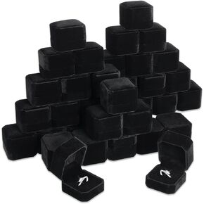 40 Pcs Velvet Ring Boxes Bulk for Jewelry Display, 2.17x1.97x1.57 inch Wedding Engagement Ring Box Jewelry Case Gift Boxes Earring Boxes for Wedding Birthday Anniversary Proposal (Black)