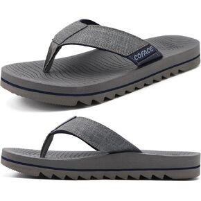 COFACE Flip Flops for Men with Arch Support Mens Sport Beach Thong-Sandals Outdoor 2025 Summer Leather Sandal for Man