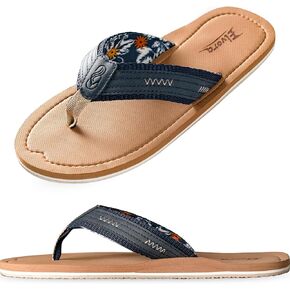 Flip Flops for Men with Arch Support - Waterproof Beach Sandals Non-Slip Hawaiian Print Sandals