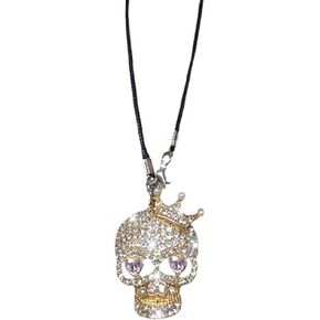 Bling Skull Car Hanging Ornament, Crystal Rhinestone Car Rear View Mirror Charm, Cute Car Mirror Hanging Accessories, Auto Interior Decoration Pendant for Women Men (Silver)