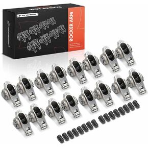 A-Premium 16Pcs Stainless Steel Engine Roller Rocker Arms with Needle Bearings Compatible with GM LS1/LS2/LS6, 1.7 Ratio, 3/8" Studs