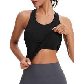 MathCat Seamless Workout Tops for Women with Built in Bra Athletic Tank Tops Yoga Runnning Workout Shirts Slim Fit
