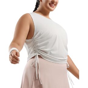 Plus Size Tank Tops for Women Drawstring Sleeveless Quick Drying Tennis Shirts Loose Fit Running Golf Pickleball Outfits in Kuwait