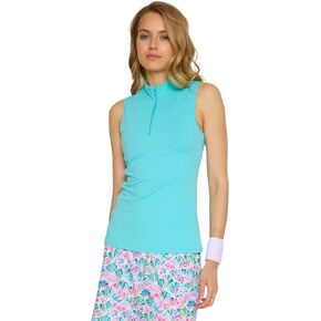 نساء كارينا ربع Zip Athletic Mock Neck Olciveless Take TOP FOR GOLF Tennis Pickleball Casual