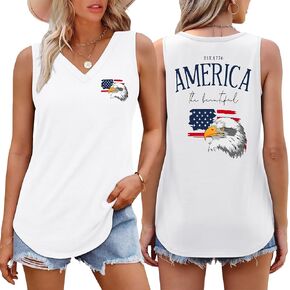 Top Flag Tank Top Women 4 يوليو قمم الدبابات للسيدات الولايات المتحدة الأمريكية