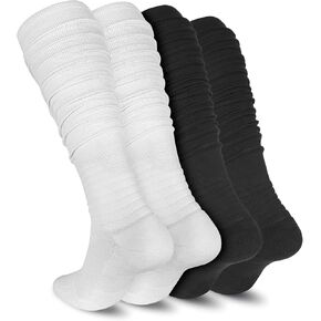 Scrunch Football Socks 2 Pack ، جوارب رياضية طويلة مبطنة للرجال والنساء