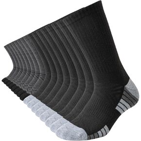JOYNÉE 8 Pairs Men's Athletic Moisture Wicking Crew Socks Breathable Cushioned Running-Arch Support Work Socks Size 10-13