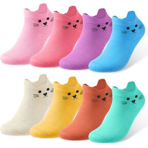 Eurzom 8 Pack Women's Cat Cat Socks Cotton Cotton Contlull Conture Cute Animal Low Cut Sock Homts for Girls Teens